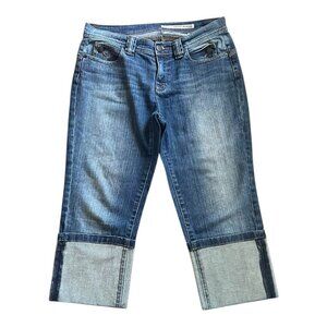 DKNY Women's SOHO Jeans Cuffed Blue Denim Stretch Cropped Size 8P